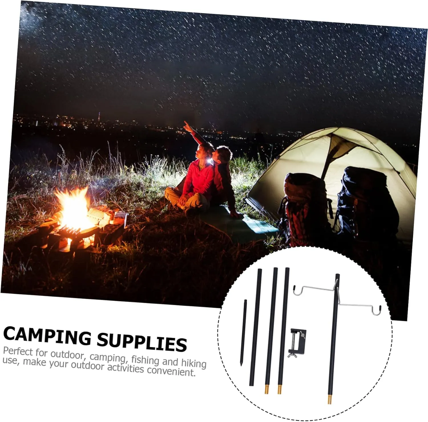 HANABASS 1 Set Folding Table Light Stand Outdoor Light Bracket Camping Lamp Stand Folding Lamp Pole Lantern Stand