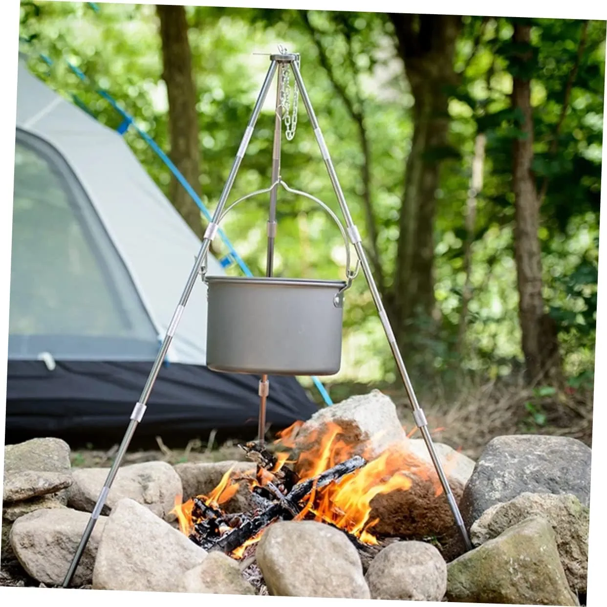 HANABASS 1pc Outdoor Pot Camping Pot Cooking Pot Backpacking Pot Durable Cook Kit Pot with Folding Handle Camping