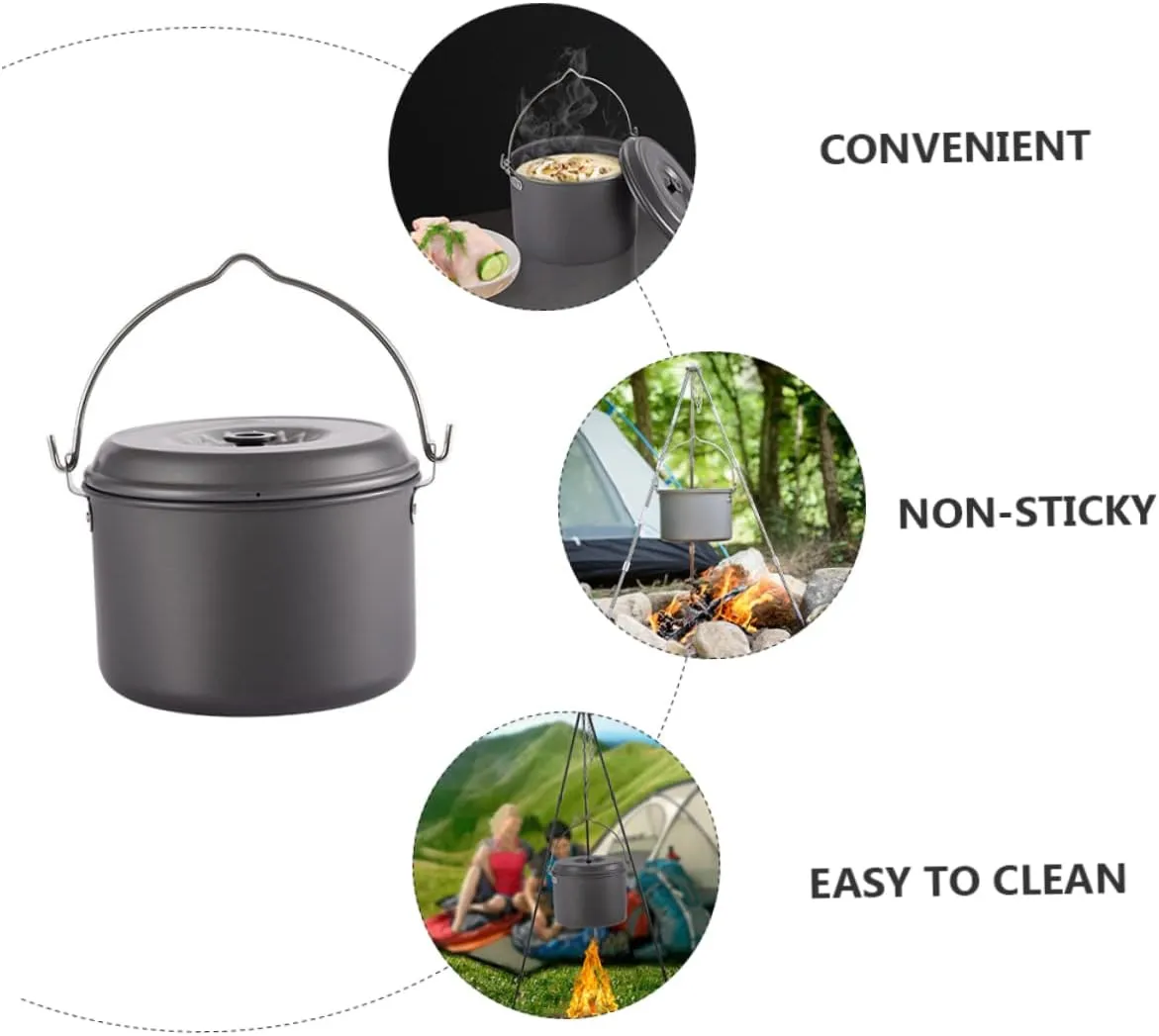 HANABASS 1pc Outdoor Pot Camping Pot Cooking Pot Backpacking Pot Durable Cook Kit Pot with Folding Handle Camping