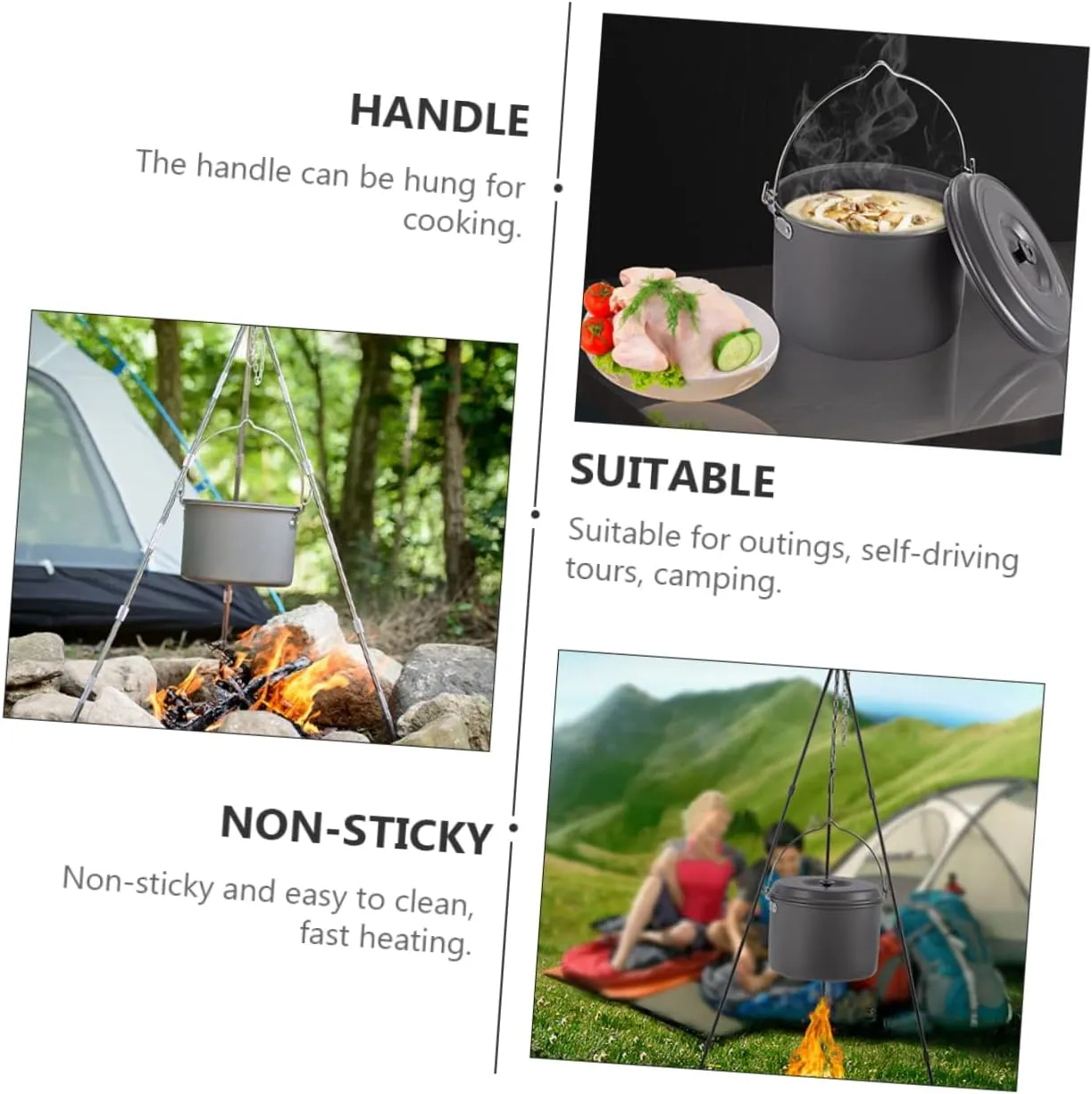 HANABASS 1pc Outdoor Pot Camping Pot Cooking Pot Backpacking Pot Durable Cook Kit Pot with Folding Handle Camping