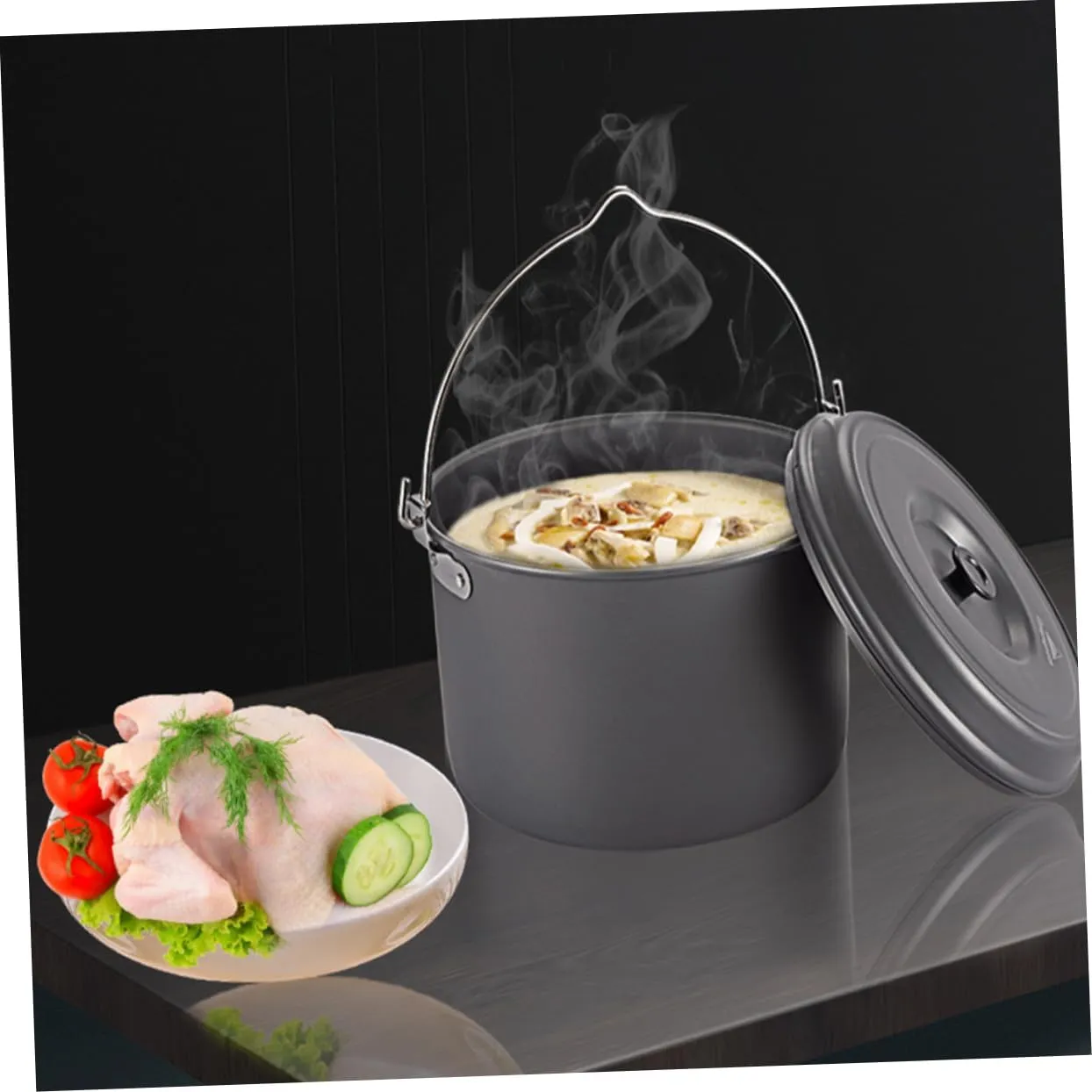 HANABASS 1pc Outdoor Pot Camping Pot Cooking Pot Backpacking Pot Durable Cook Kit Pot with Folding Handle Camping