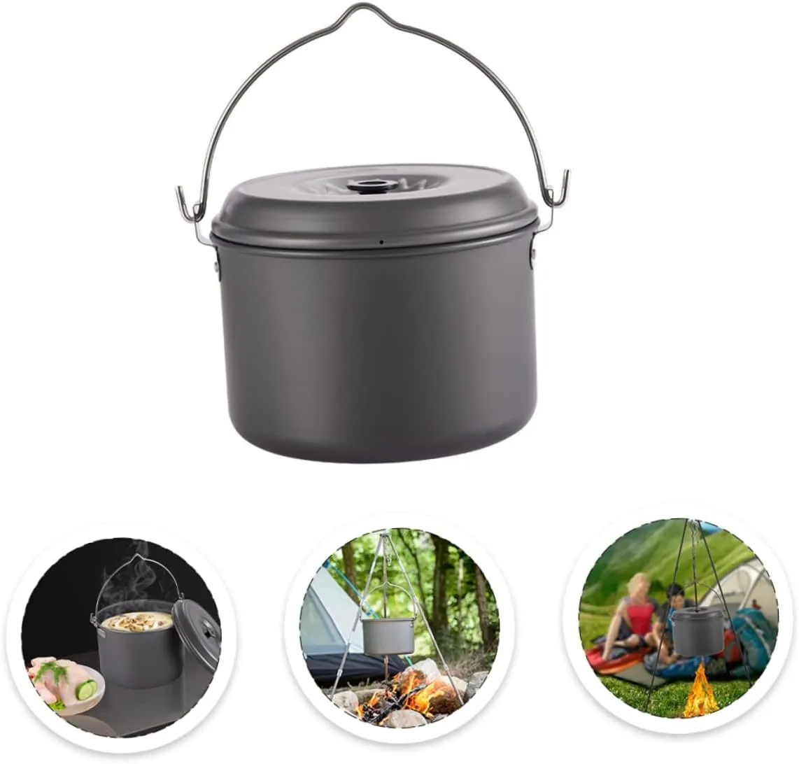 HANABASS 1pc Outdoor Pot Camping Pot Cooking Pot Backpacking Pot Durable Cook Kit Pot with Folding Handle Camping