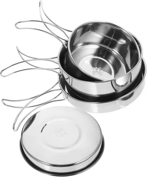 HANABASS Stainless Steel Camping Cookware Set Portable Cooking Pan Frying Pot Camping Dinnerware Set
