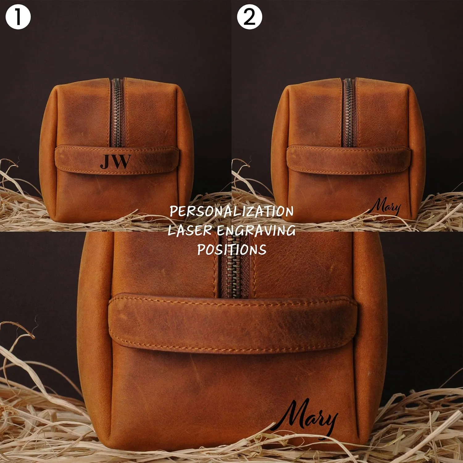 Handcrafted Leather Toiletry Bag for Cosmetics, Handmade Leather Dopp Kit to Keep Toiletries for Travels, Green, Small