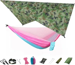Hanging ?Chair Swing Camping Hammock, Portable Travel Hammock with Net and Rainfly, Tree Light Hammock Tent for Outdoor Backyard Hiking Hammock