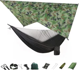Hanging ?Chair Swing Camping Hammock, Portable Travel Hammock with Net and Rainfly, Tree Light Hammock Tent for Outdoor Backyard Hiking Hammock