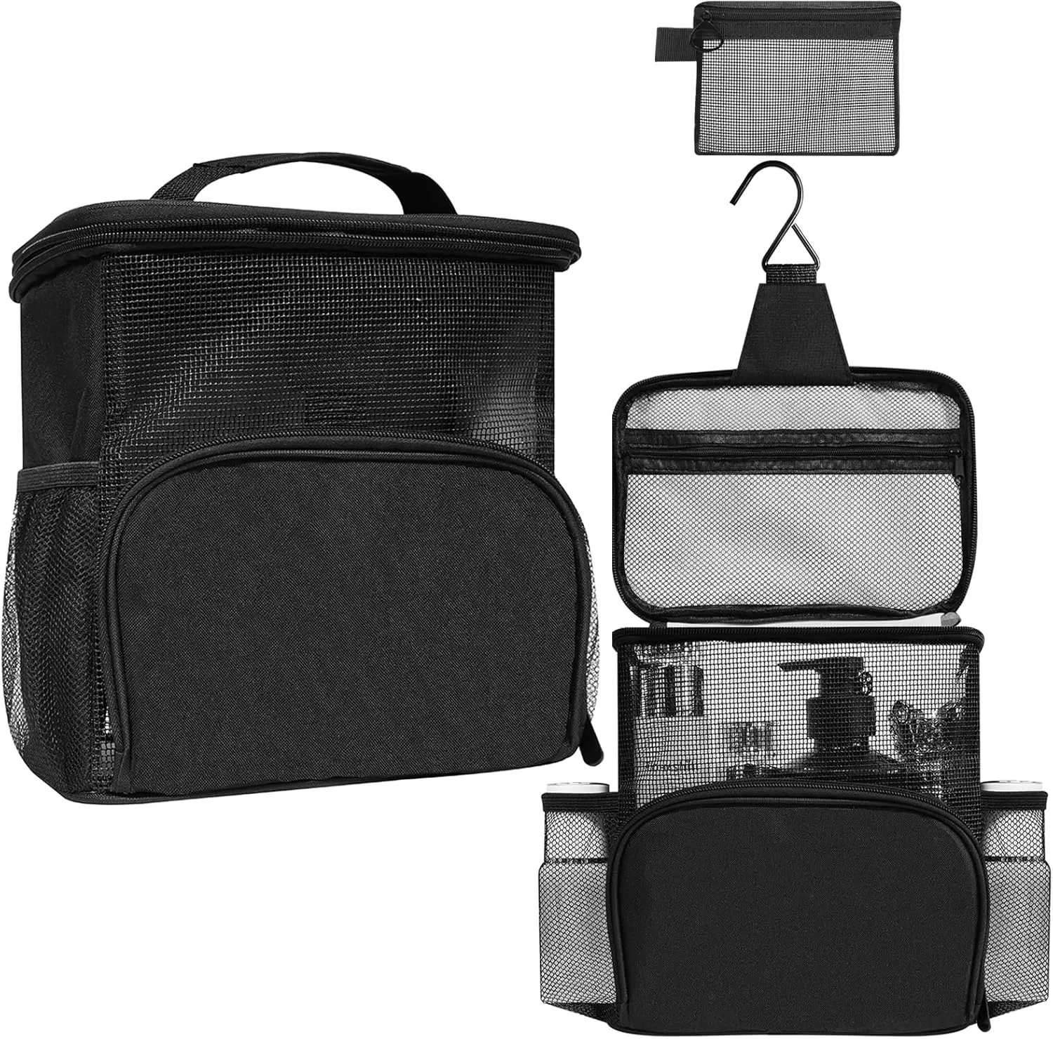 Hanging Travel Toiletry Bag for Men and Women with Metal Hook, Large Hanging Cosmetics Organizer, Shower Dopp Kit, Makeup & Toiletries Organizer Kit, Travel Bathroom Accessories