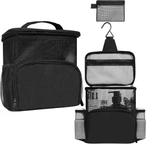 Hanging Travel Toiletry Bag for Men and Women with Metal Hook, Large Hanging Cosmetics Organizer, Shower Dopp Kit, Makeup & Toiletries Organizer Kit, Travel Bathroom Accessories