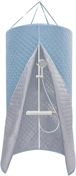 Hanging Waterproof Round Shower Curtain for Winter, 39.4 x78.8 Inch Folding Shower Curtain with Zipper and Storage Bag for Indoor Outdoor Backyard Bathroom Travel Shower