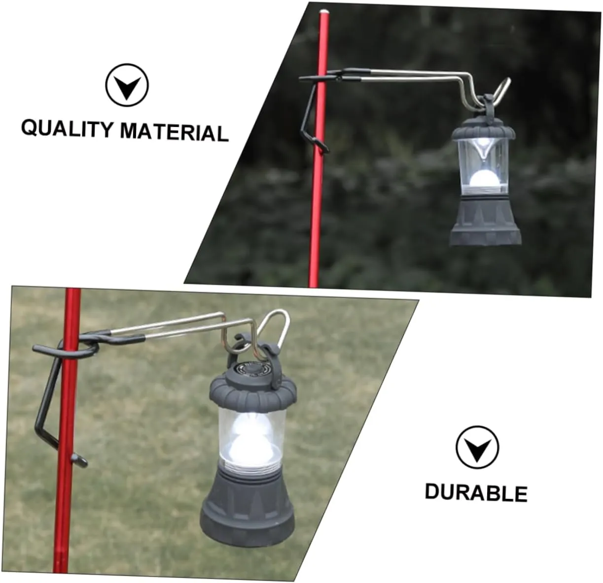 Happyyami 2pcs Light Hook Stainless Steel Rubber Camping Supplies