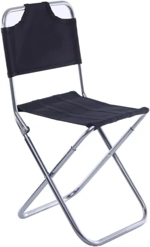 Happyyami Folding Stool Outdoor Aluminum Alloy Collapsible Chair for Camping and Fishing Medium Black Silver Portable Lightweight Design for Hiking and Travel