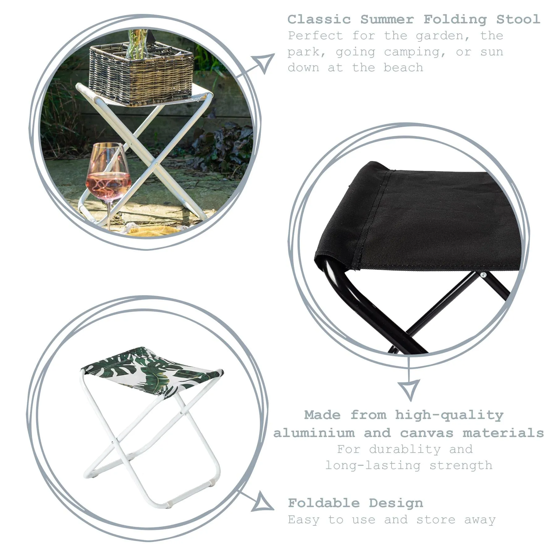 Harbour Housewares Classic Folding Stool - Black