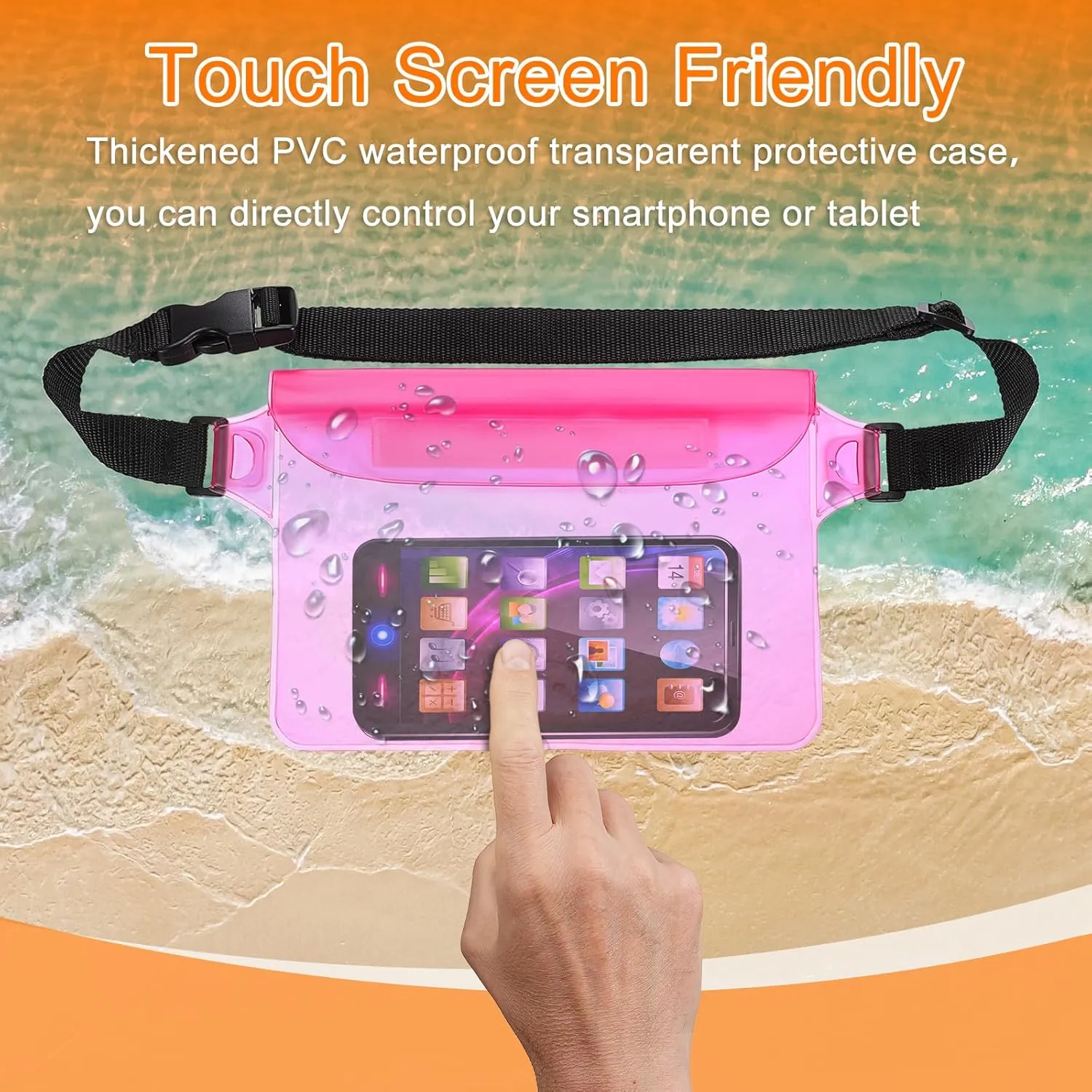 HARFINGTON Waterproof Pouch Waterproof Fanny Pack Floating Waterproof Bag with Adjustable Waist Strap for Travel Beach Swimming Kayaking Boating Pool Accessories, Clear Blue