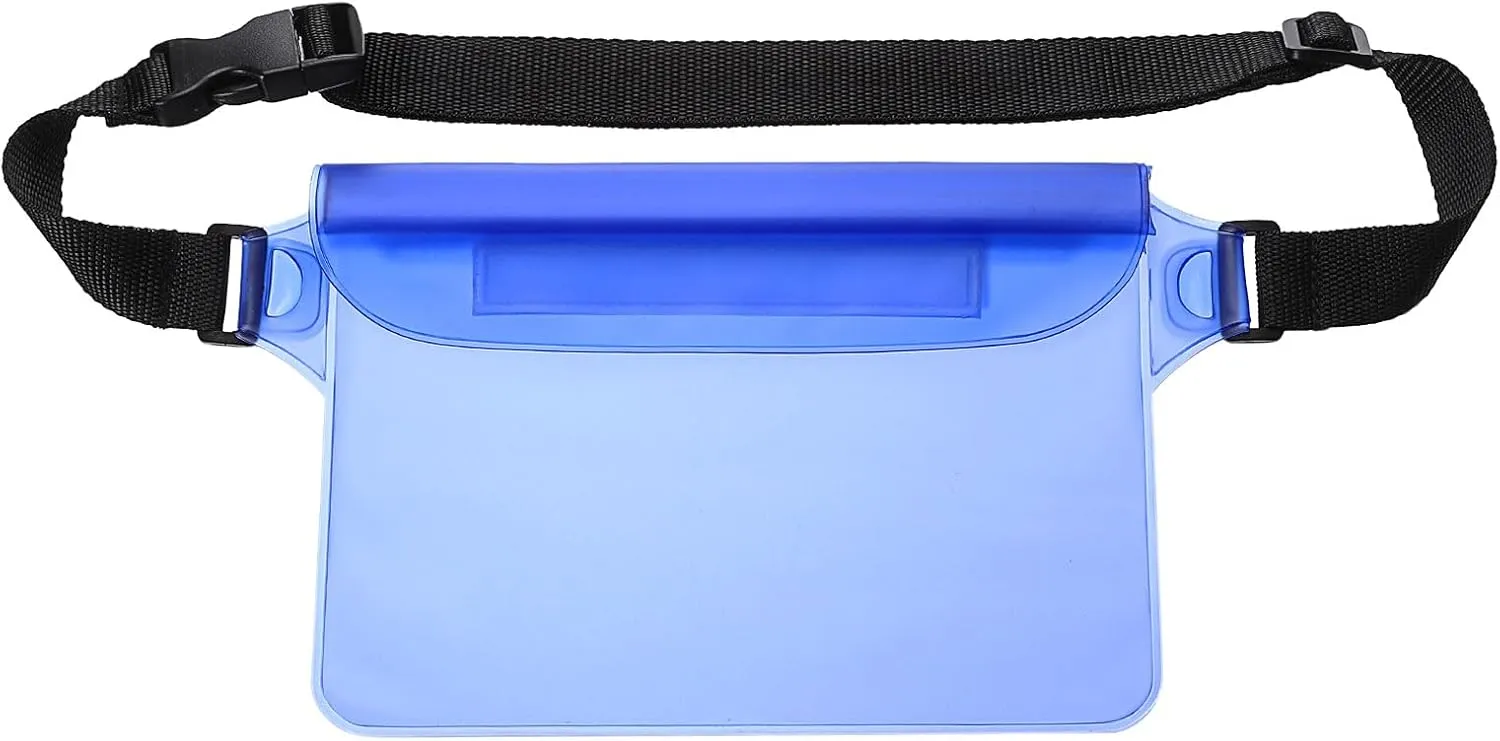 HARFINGTON Waterproof Pouch Waterproof Fanny Pack Floating Waterproof Bag with Adjustable Waist Strap for Travel Beach Swimming Kayaking Boating Pool Accessories, Clear Blue