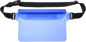 HARFINGTON Waterproof Pouch Waterproof Fanny Pack Floating Waterproof Bag with Adjustable Waist Strap for Travel Beach Swimming Kayaking Boating Pool Accessories, Clear Blue