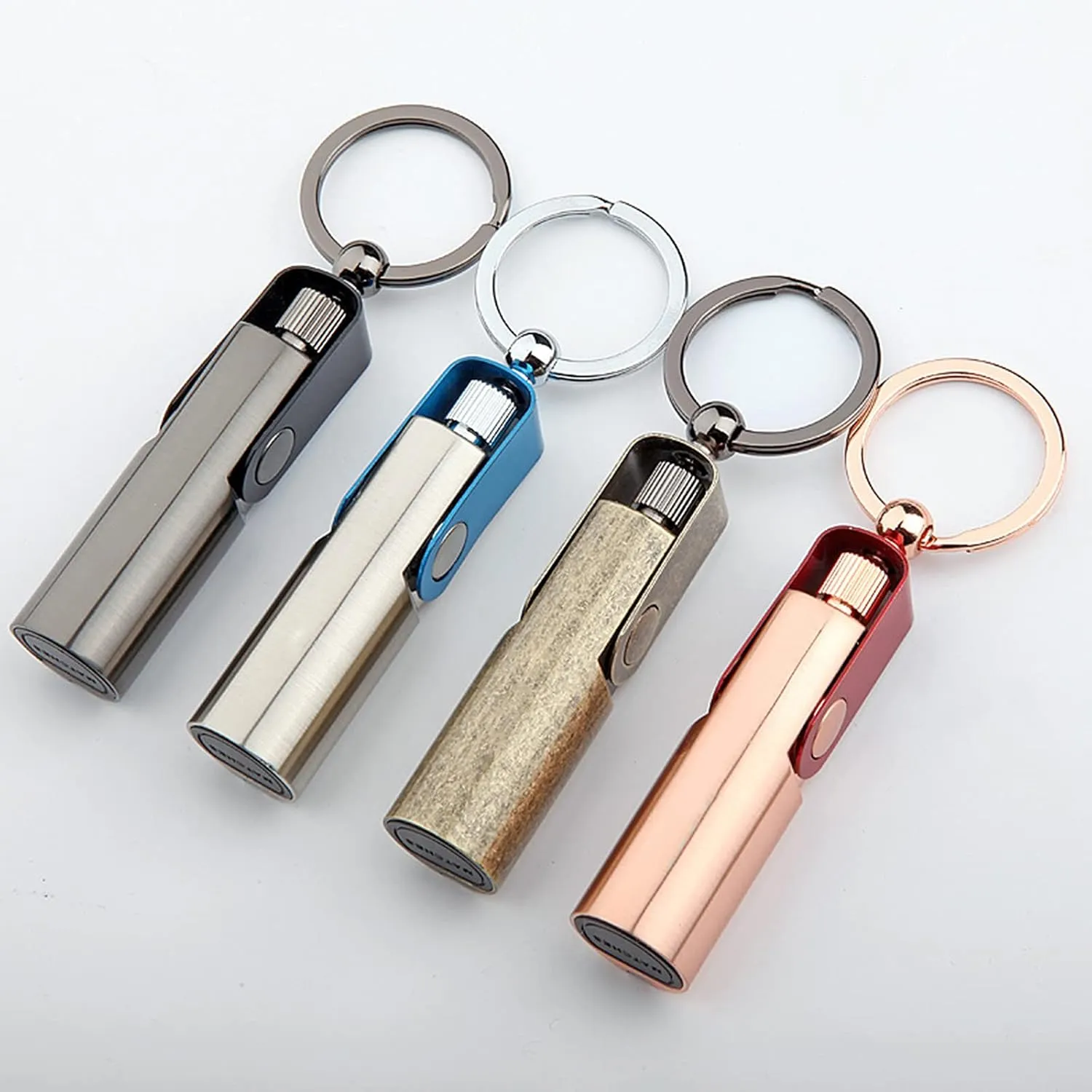 HB1 Kerosene Lighter Keychain Flint Metal Matchstick Fire Multi-function Refillable Lighter Permanent Match Outdoor Waterproof Portable for Men,Silver