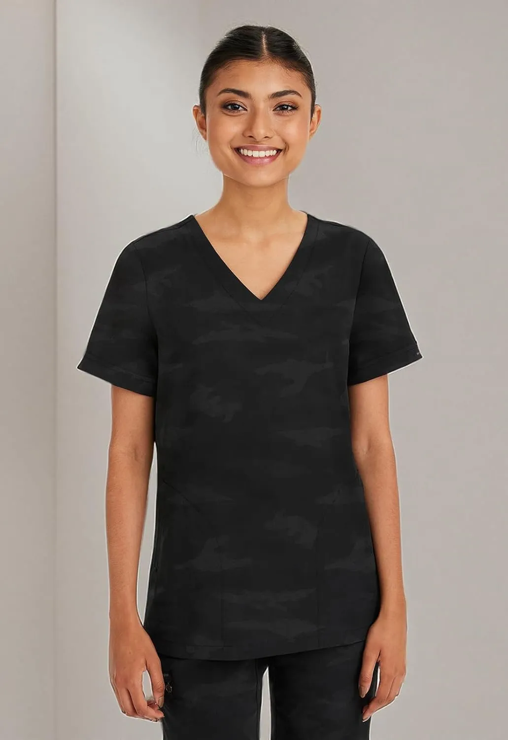 Healing Hands Scrubs for Women V-Neck Scrub Top Joy Camo with Moisture Wicking,360° Stretch & Quick Dry Fabric 2353
