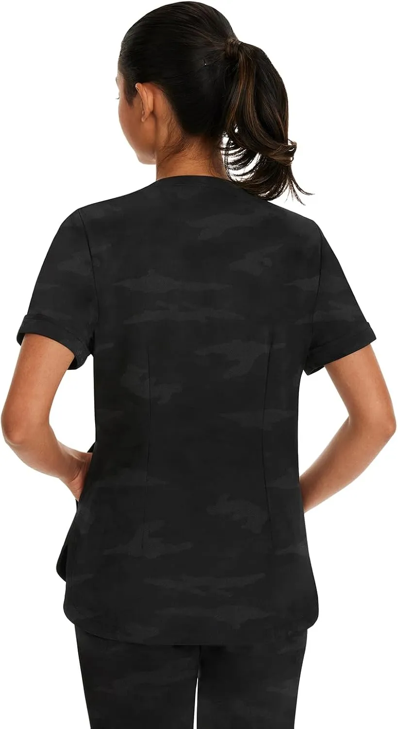 Healing Hands Scrubs for Women V-Neck Scrub Top Joy Camo with Moisture Wicking,360° Stretch & Quick Dry Fabric 2353