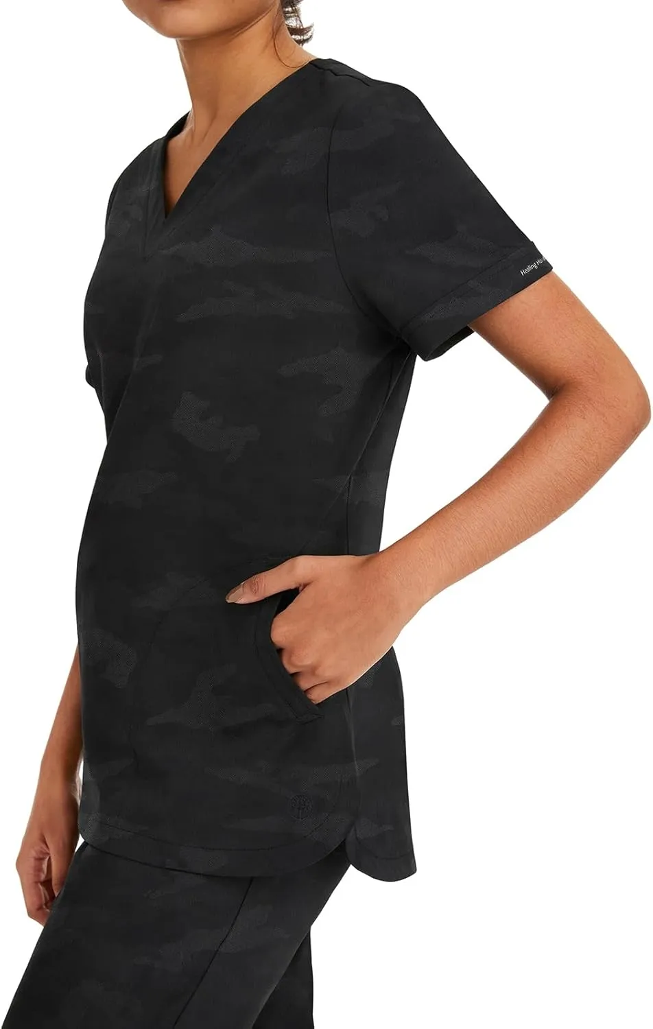 Healing Hands Scrubs for Women V-Neck Scrub Top Joy Camo with Moisture Wicking,360° Stretch & Quick Dry Fabric 2353