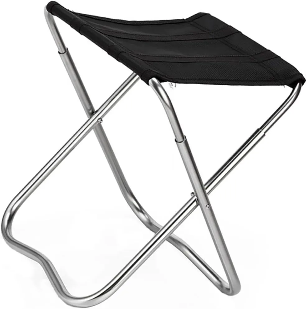 HEALLILY 1Pc Portable Folding Fishing Stool Lightweight Outdoor Chair for Camping and Fishing Compact Collapsible Seat Black