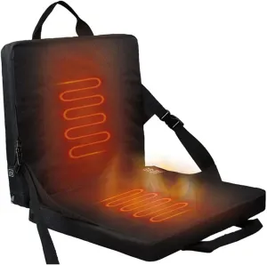 Heated Stadium Seats, 15x13x13 Inch Foldable Portable Seat Cushion Temperature Adjustable Rechargeable Bleacher Seat with Back Support for Camping Outdoor Sporting Events