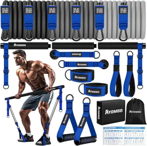 Heavy Duty Pilates Equipment, Pilates Bar Kit with Resistance Bands for Men, Adjustable Home Gym Set for Full Body Workout, Strength Training for Legs Waist Back Abs Arms, Includes Storage Bag