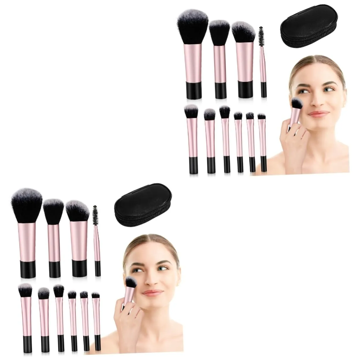 Hemoton 20pcs Mini Makeup Brush for Travel Portable Cosmetic Brushes Storage Pouch for Eyeshadow Blush Highlighter Application Elegant Design for Women