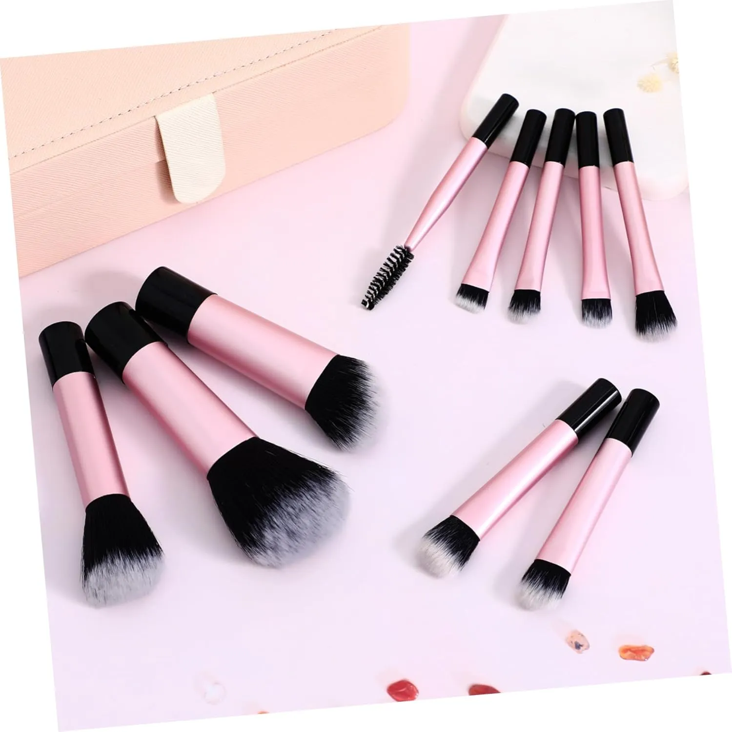 Hemoton 20pcs Mini Makeup Brush for Travel Portable Cosmetic Brushes Storage Pouch for Eyeshadow Blush Highlighter Application Elegant Design for Women