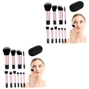 Hemoton 20pcs Mini Makeup Brush for Travel Portable Cosmetic Brushes Storage Pouch for Eyeshadow Blush Highlighter Application Elegant Design for Women