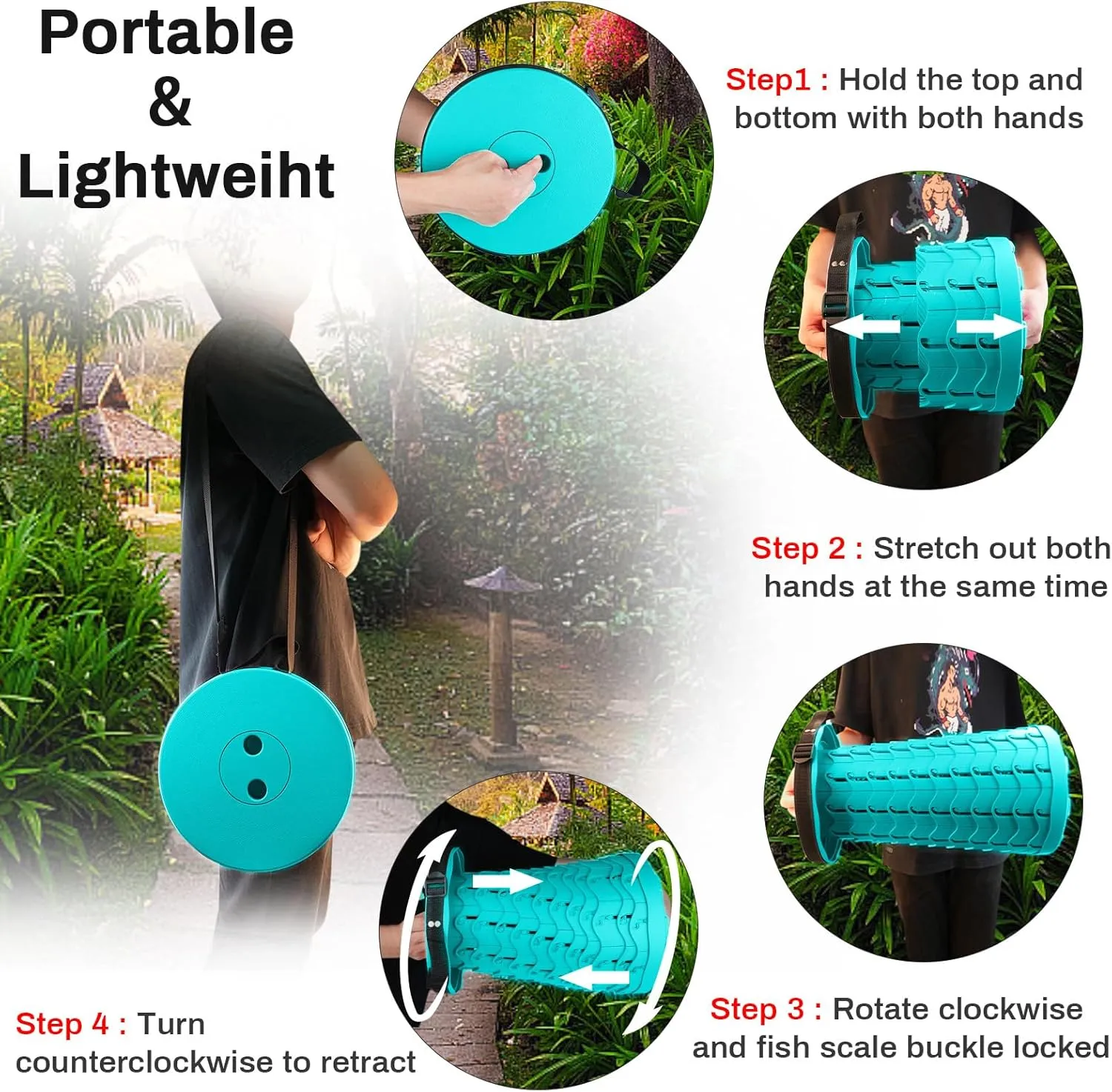 Hesanzol Portable Telescoping Stool, Retractable Folding Stool for Camping Garden Fishing Hiking Travel BBQ, Adjustable Collapsible Stools Max Load 400lbs