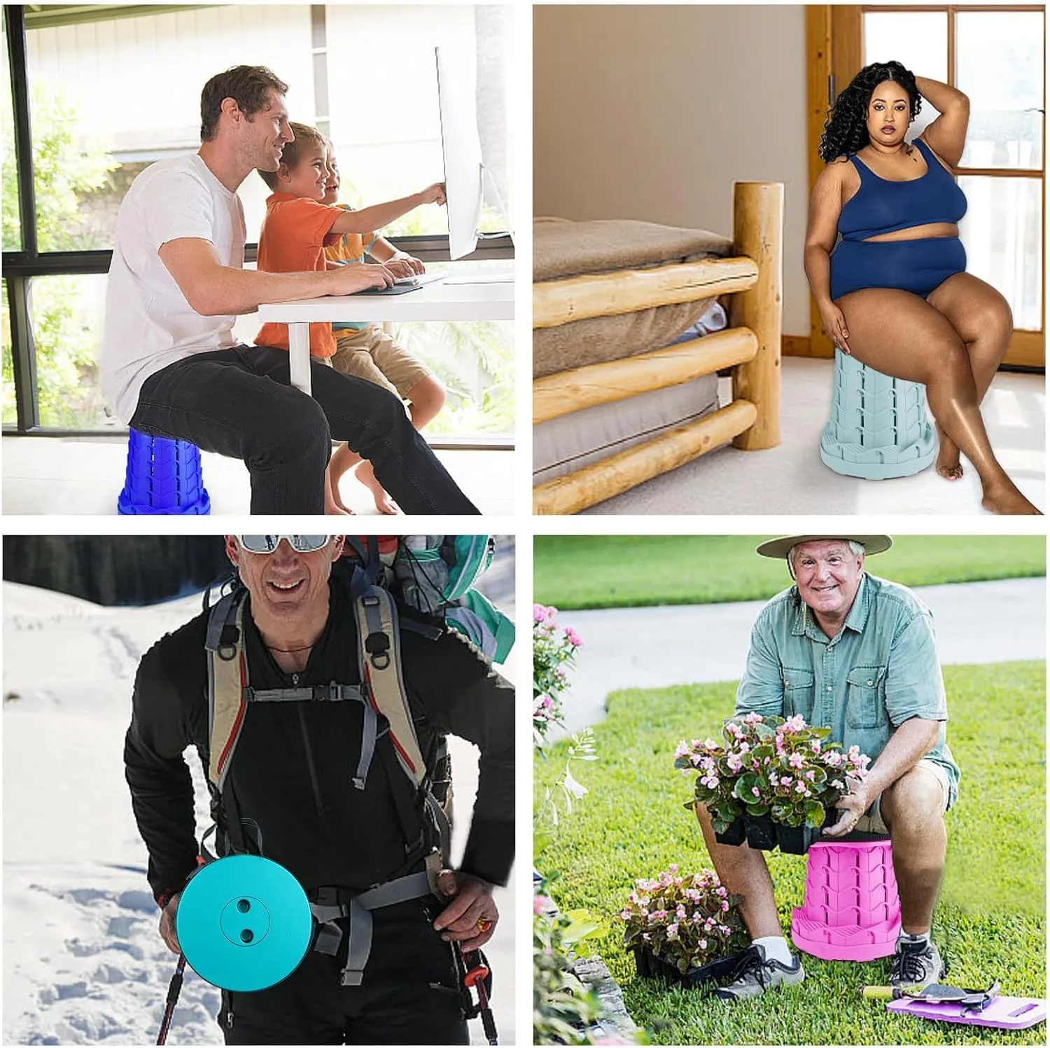 Hesanzol Portable Telescoping Stool, Retractable Folding Stool for Camping Garden Fishing Hiking Travel BBQ, Adjustable Collapsible Stools Max Load 400lbs