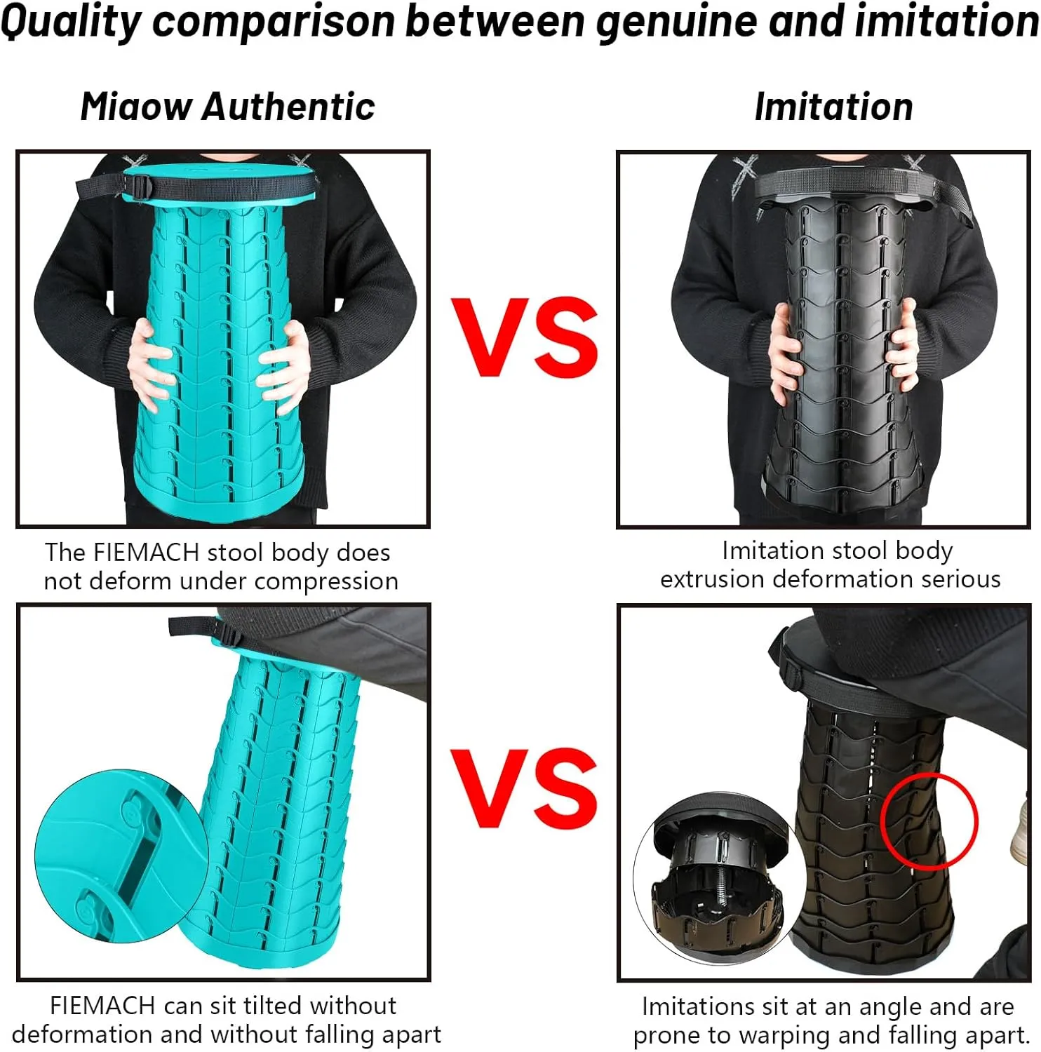 Hesanzol Portable Telescoping Stool, Retractable Folding Stool for Camping Garden Fishing Hiking Travel BBQ, Adjustable Collapsible Stools Max Load 400lbs