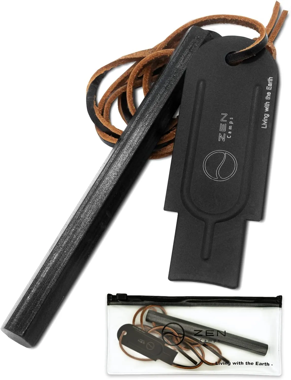 Hexa Fire Starter - Hexagon Ferro Rod with 6 Wide Striking Surfaces - 1/2" Thick Fire Steel - 20,000  Strikes - Survival Igniter with Leather Neck Lanyard & Big Striker