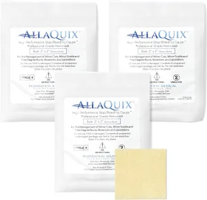High Performance Stop Bleeding Gauze Pads – 3-Pack (2"x2") | Hemostatic Wound Dressing for Cuts & First Aid Kits | Sterile, Drug-Free, Fast Clotting Pads