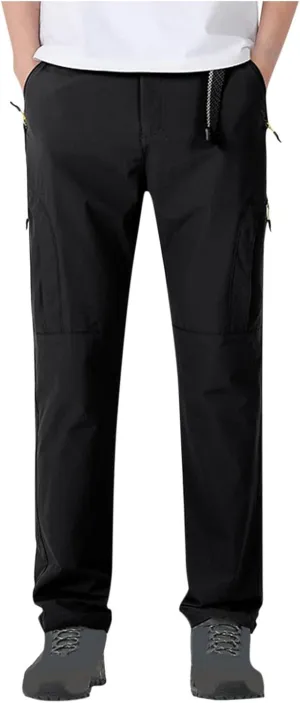Hiking Pants Men with Belt 5 Zipper Pockets Waterproof Lightweight Quick Dry Travel Fishing Workout Pant Stretch Active