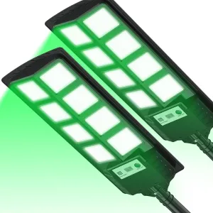 Hog Lights for Night Hunting,Powered Feeder Light(Green) 12000LM Solar Lights for Hunting Hogs, Coyote, Varmint, Deer, Motion Activated Feeder-2Pack