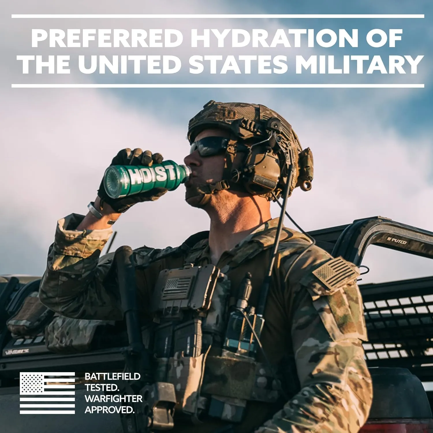HOIST Premium Military Hydration Electrolyte Drink, Powerful IV-Level Hydration, Clinically Proven Performance Drink, Blue Raspberry, 16 Fl Oz (Pack of 12)