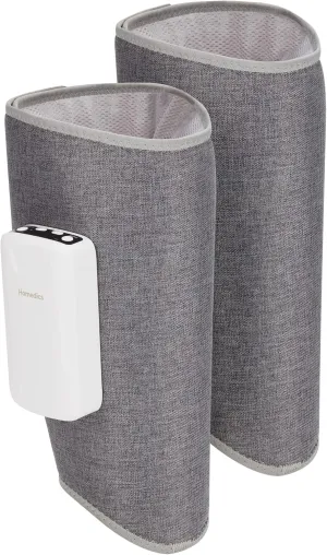 Homedics Calf Massager, Ultra-Quiet Leg Massage Sleeve with Soothing Heat, Cordless with USB Charging, 2 Massaging Sleeves