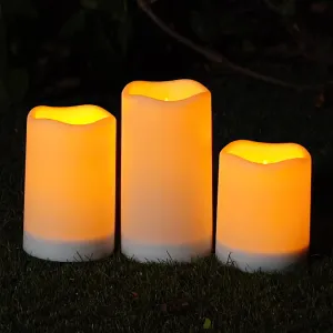 Homemory Solar Powered Candles Outdoor Waterproof, Flickering Glow, Rechargeable Solar Powered Candles for Outside, Lanterns, Sensor Only, Dusk to Dawn, Set of 6