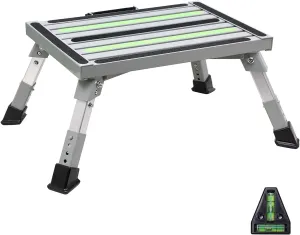 Homeon Wheels Safety RV Steps, Step Stool Folding Platform Step with Durable Feet, More Stable Up to 1000 lbs (Gray Adjustable)