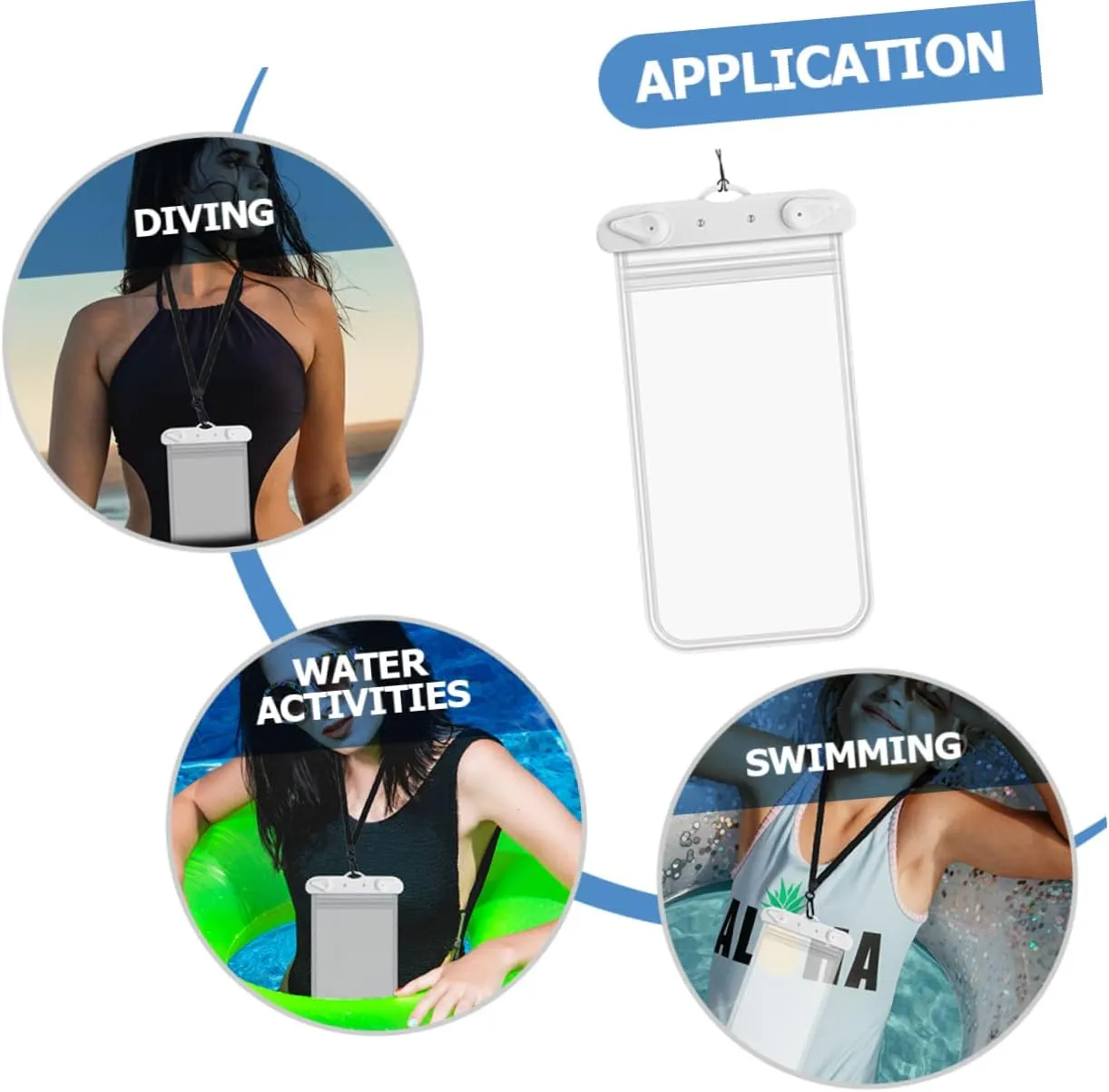 Homoyoyo 2pcs Phone Pouch Transparent Cell Phone Bag for Beach Swimming Rafting Design High-strength Lanyard Floating Dry Bag Protects from