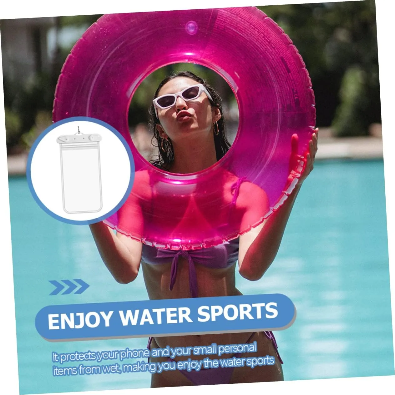 Homoyoyo 2pcs Phone Pouch Transparent Cell Phone Bag for Beach Swimming Rafting Design High-strength Lanyard Floating Dry Bag Protects from
