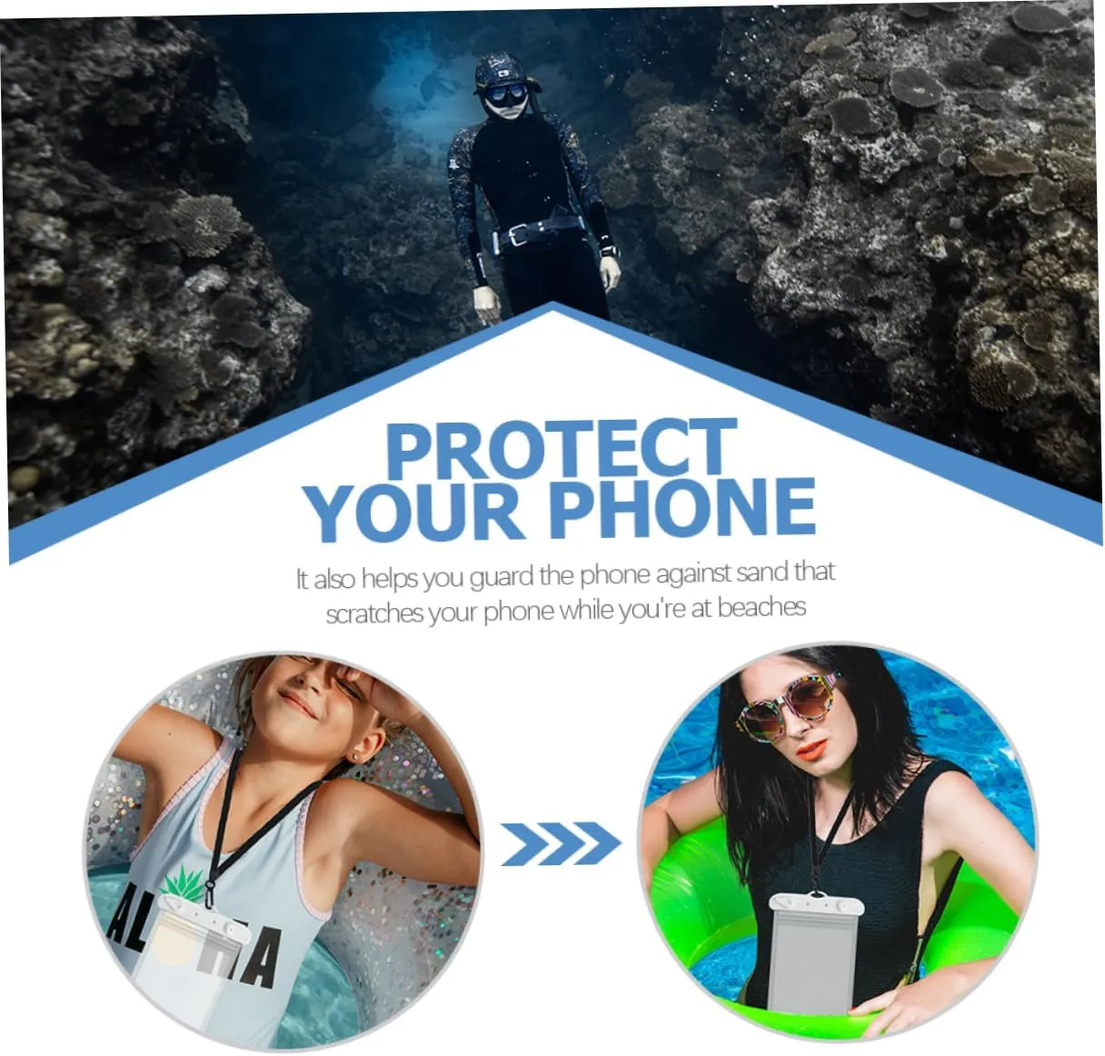 Homoyoyo 2pcs Phone Pouch Transparent Cell Phone Bag for Beach Swimming Rafting Design High-strength Lanyard Floating Dry Bag Protects from