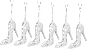 Homoyoyo 6pcs Mini Crystal High-Heeled Shoe Ornaments - Elegant Glass Decorations for Christmas & Special