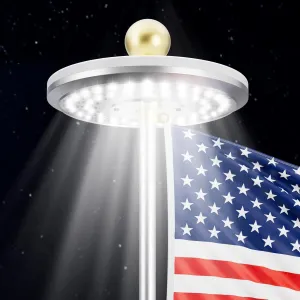 HOOPLE Flag Pole Light Solar Powered - Waterproof, Solar Flag Pole Light for 15 to 25 Ft In-Ground Flag Pole, Super Bright Flag Pole Solar Light from Dusk to Dawn for 12  Hours, Auto On/Off (26 LED)