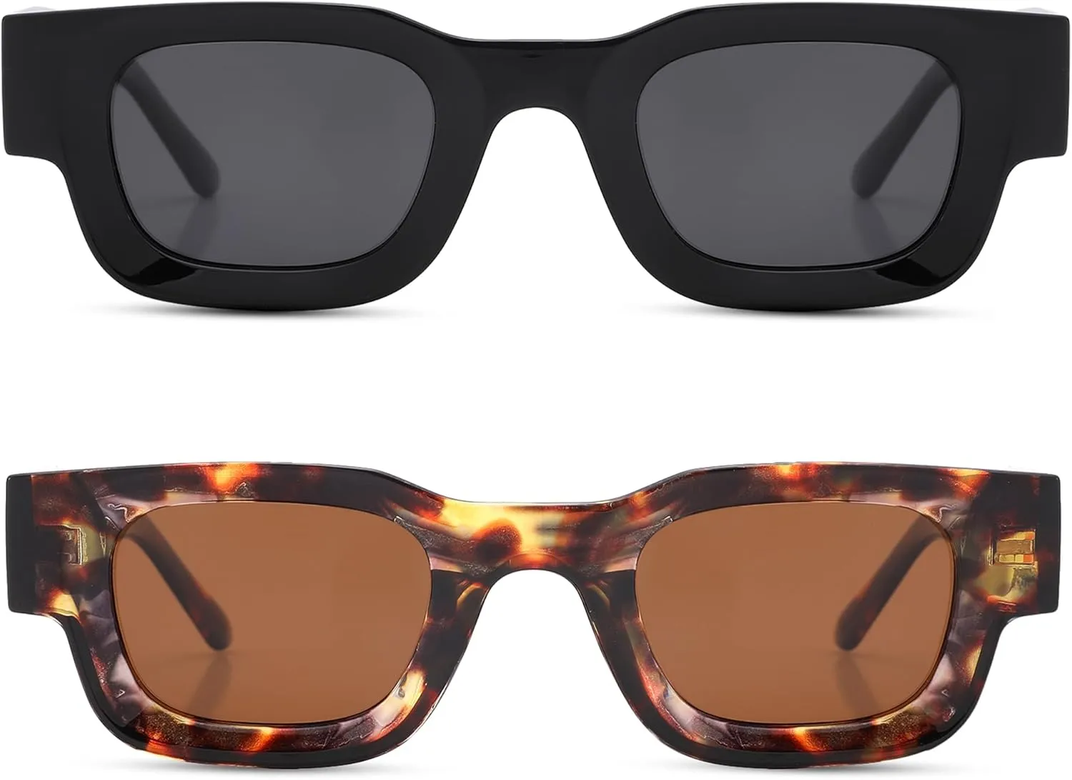 Hycredi Thick Rectangle Sunglasses for Women Men Chunky Square Polarized Sun Glasses Retro 90s Shades UV400 Protection