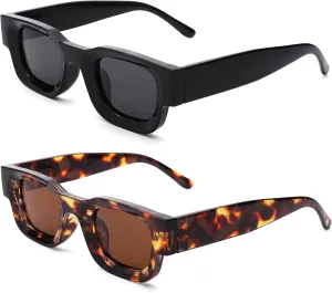 Hycredi Thick Rectangle Sunglasses for Women Men Chunky Square Polarized Sun Glasses Retro 90s Shades UV400 Protection