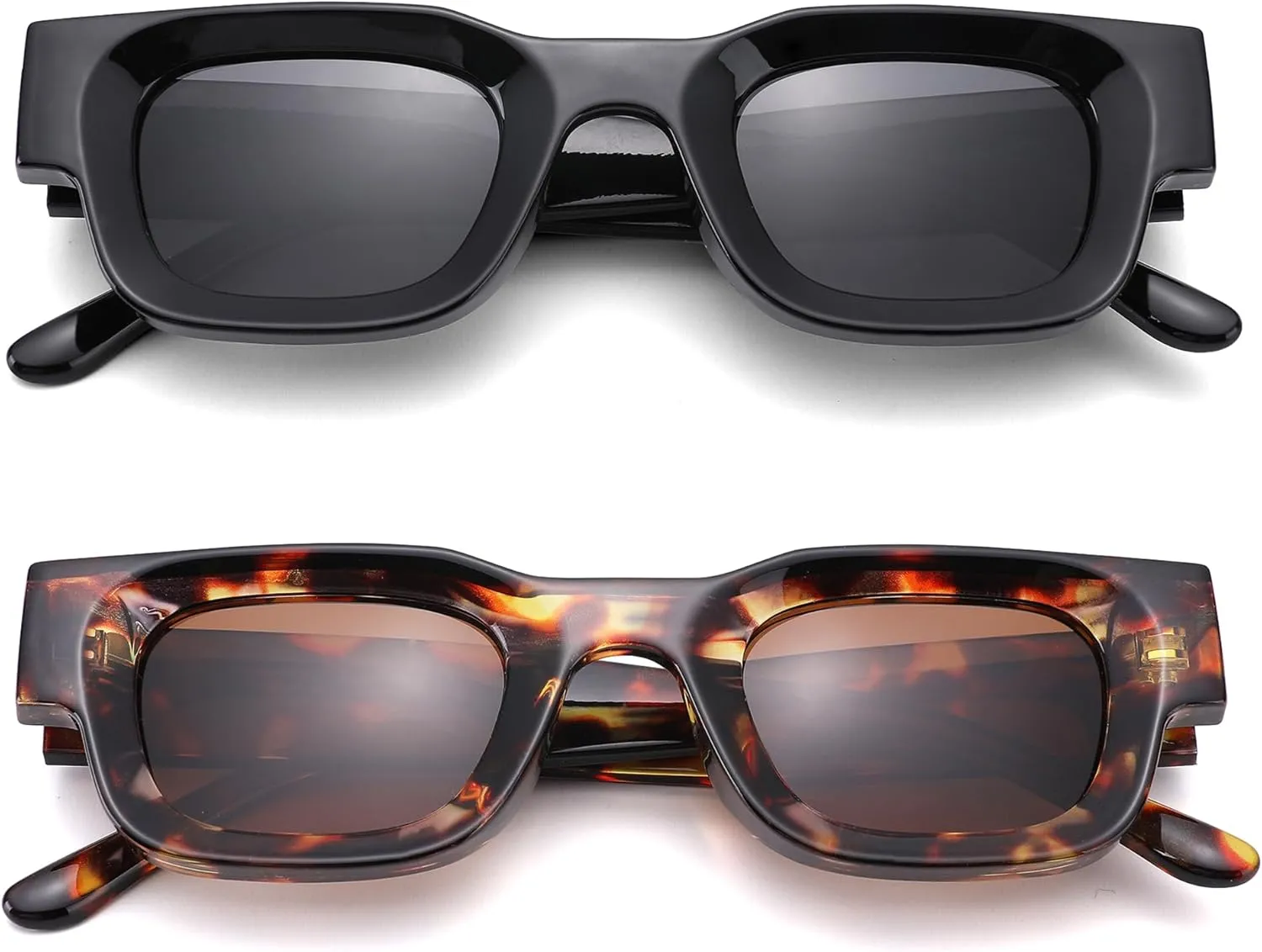Hycredi Thick Rectangle Sunglasses for Women Men Chunky Square Polarized Sun Glasses Retro 90s Shades UV400 Protection