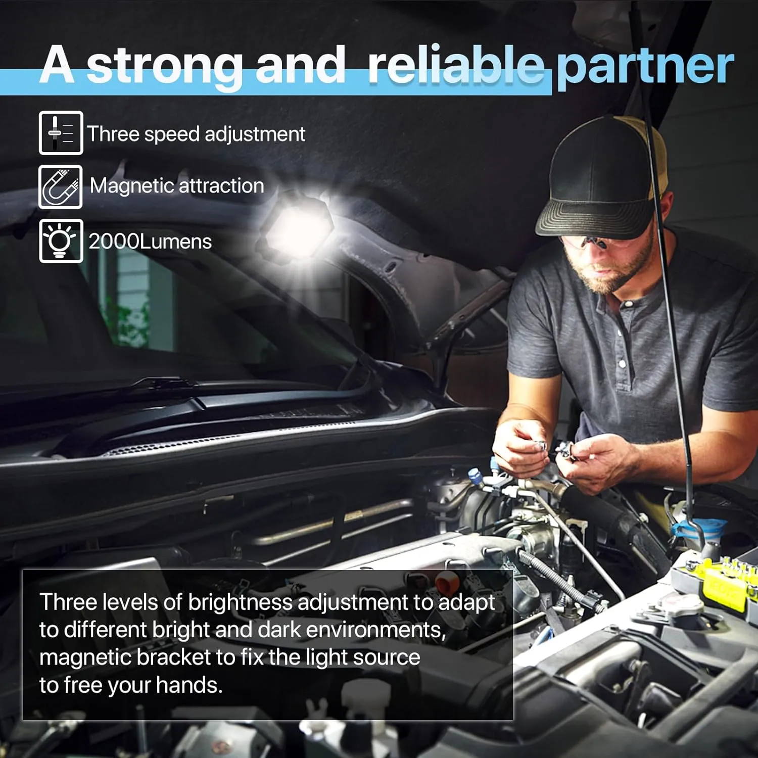 HYPERLITE Rechargeable Work Light 2pack 40W 4000Lumens, Hanging Hook Folding Bracket, Magnetic Work Light Job Site Lighting for Car Repairing, Camping, Working, and Hurricane