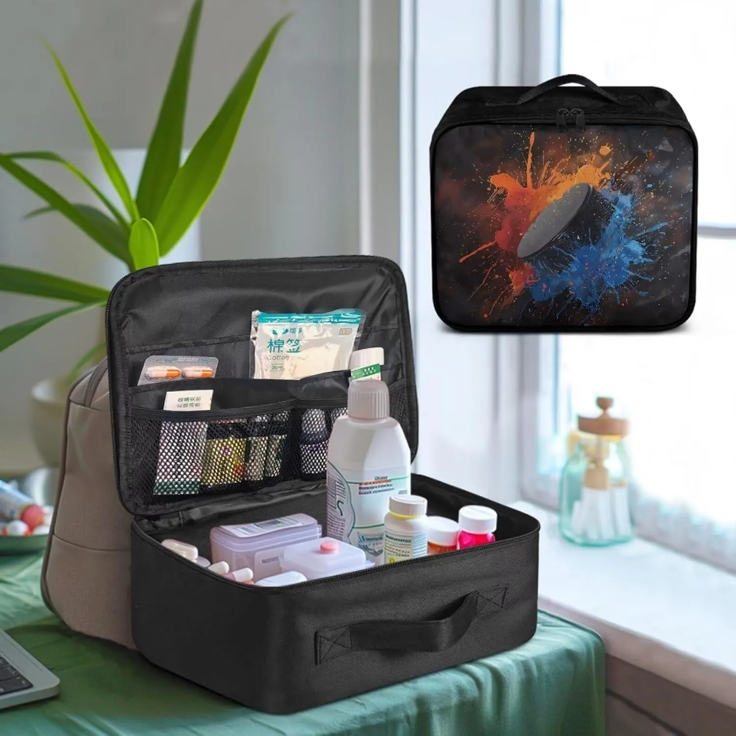 Ice Hockey Sports First Aid Kit Empty First Aid Box Medicine Storage Box with Handles Emergency Medical Kit Trauma First Aid Box